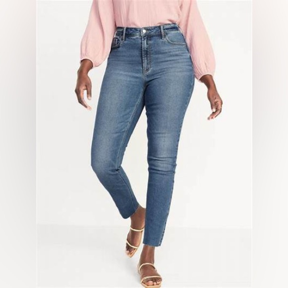 Old Navy High-Waisted Rockstar Super-Skinny Side-Slit Cut-Off Ankle Jeans
